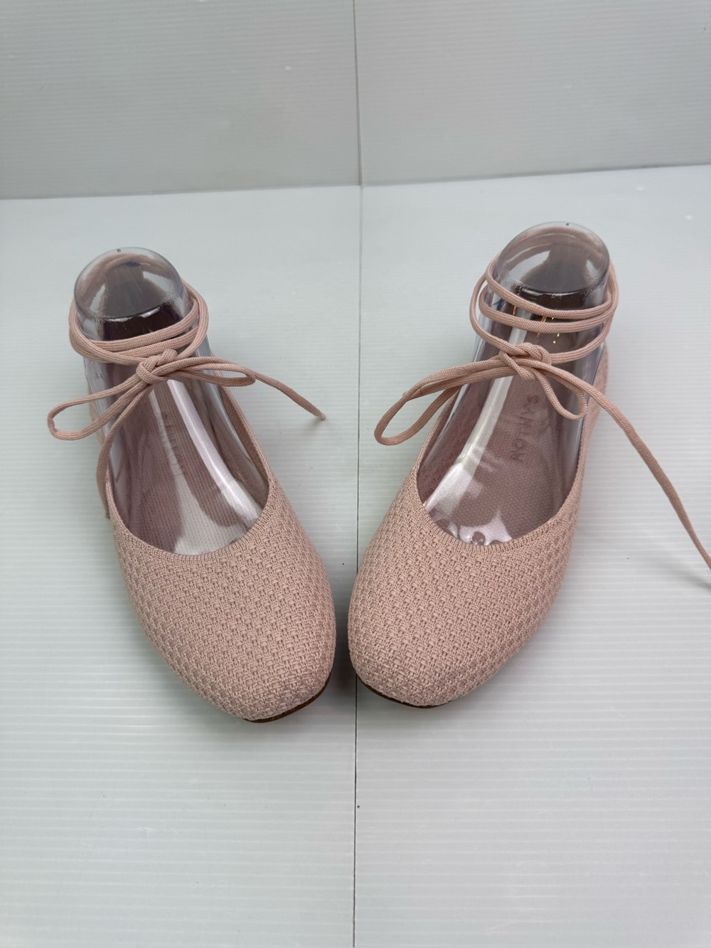 Rothy’s The Square Wrap Ankle Lace Up Ribbed Ballet Flats Women’s W8 Shoes Pink - Picture 3 of 14